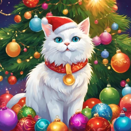 ai generated image walking christmas cat